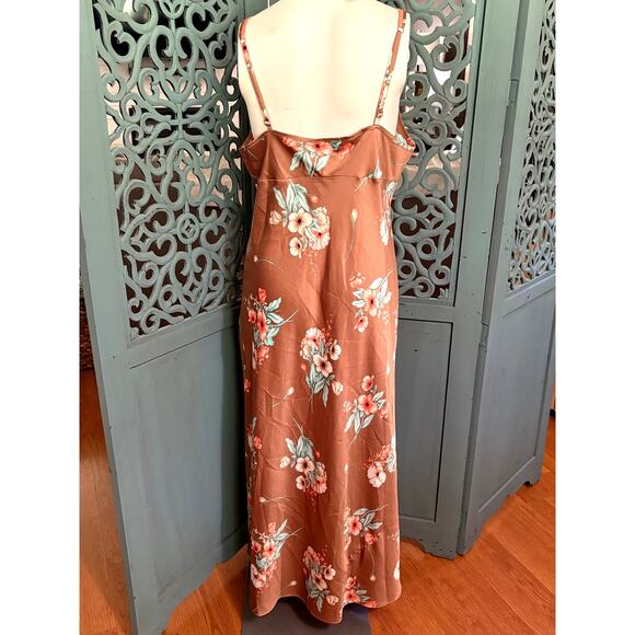 INC International Concepts Intimates-Long Floral Nightgown-Mocha Coral-Teal-L - Picture 4 of 5